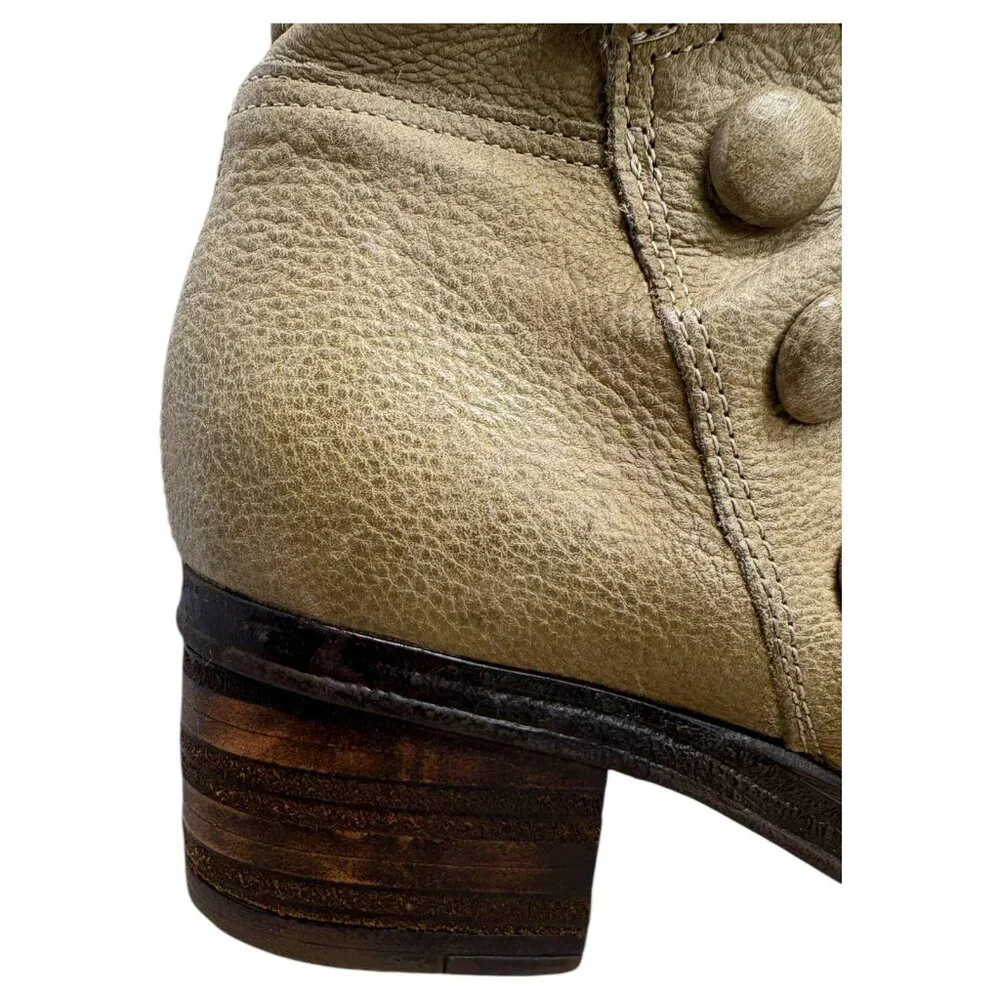 Miz Mooz Sidney Taupe Leather Button‎ Ankle Boots